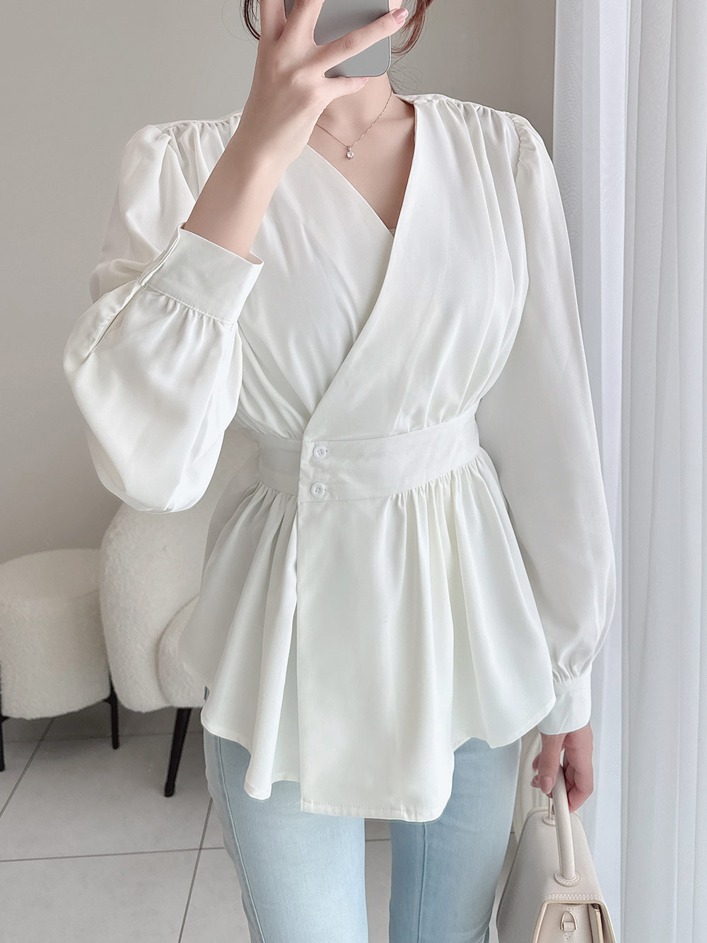 ウエストボタンペプラムブラウス | 詳細画像2