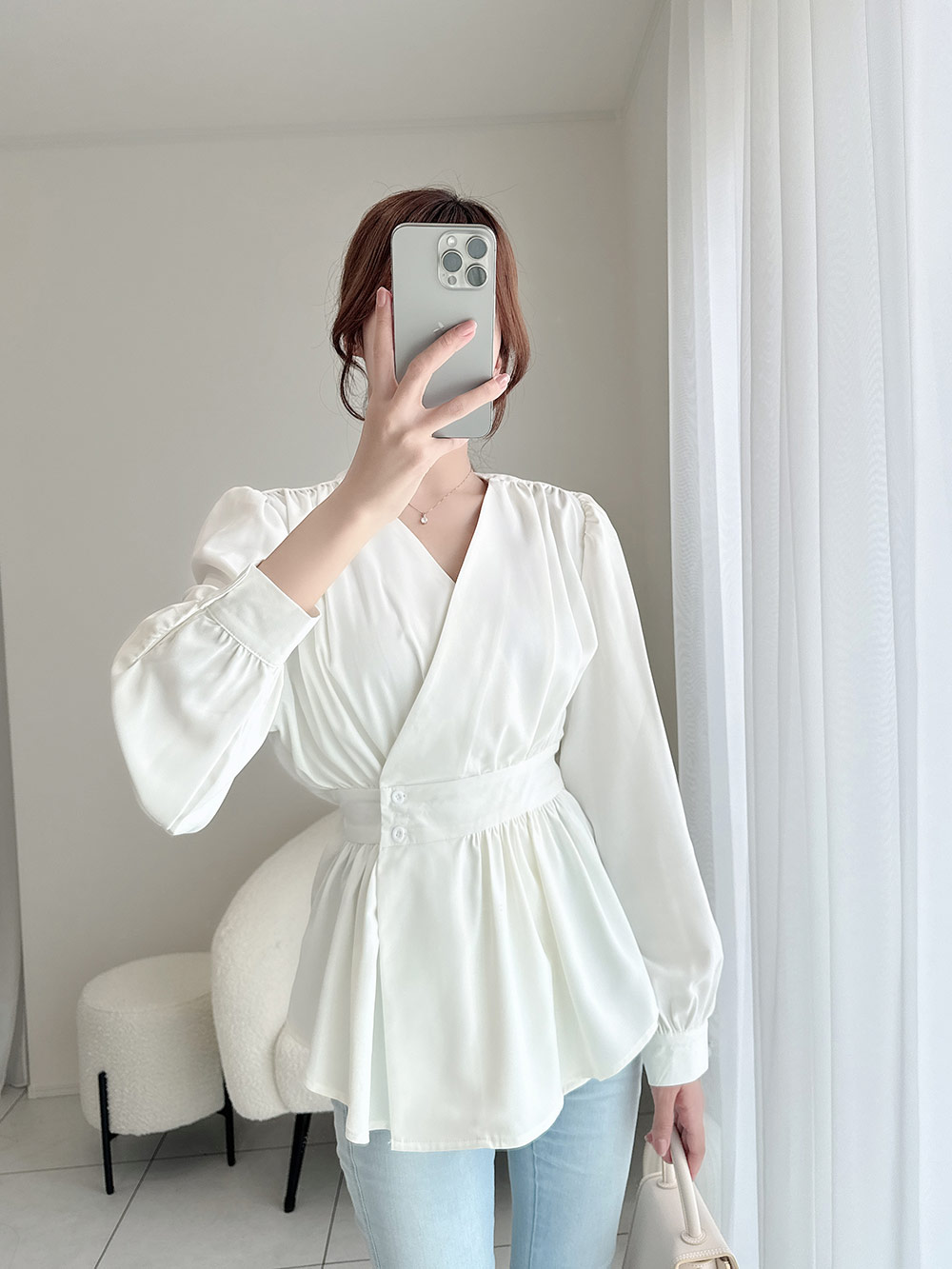 ウエストボタンペプラムブラウス | 詳細画像5