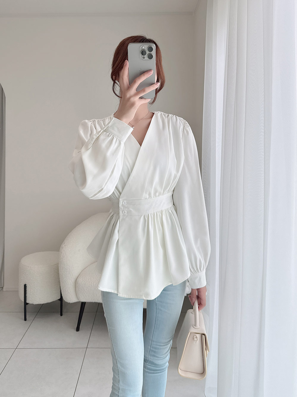 ウエストボタンペプラムブラウス | 詳細画像6