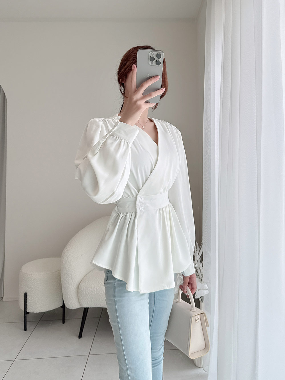 ウエストボタンペプラムブラウス | 詳細画像7