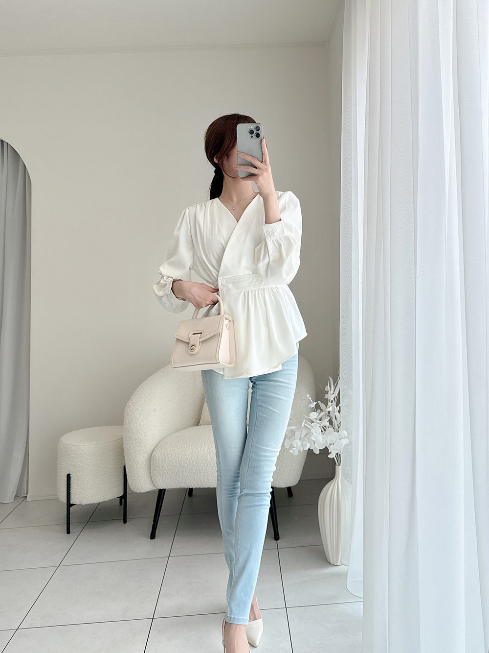 ウエストボタンペプラムブラウス | 詳細画像8