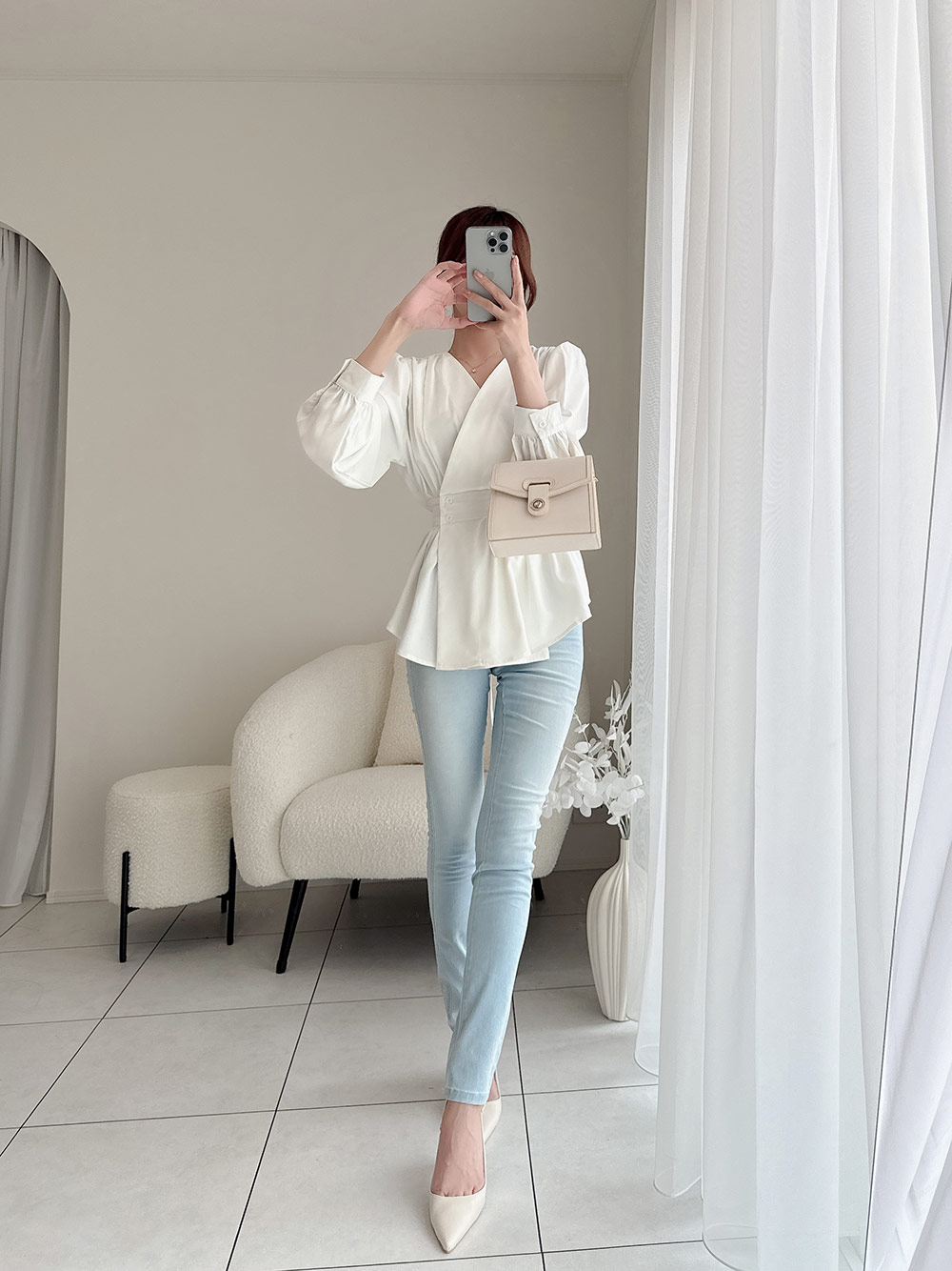 ウエストボタンペプラムブラウス | 詳細画像9