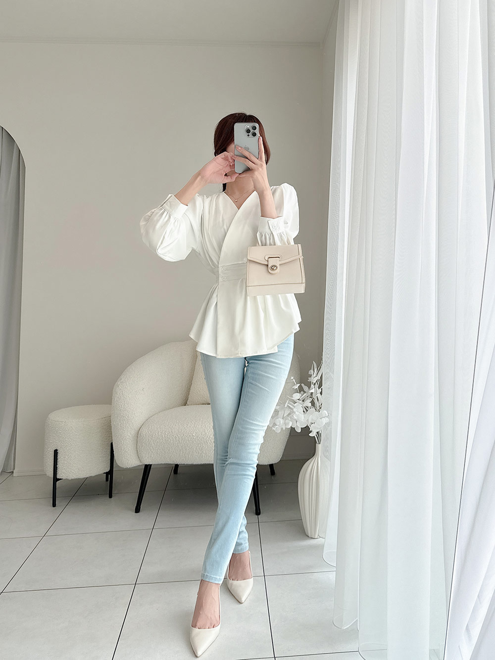 ウエストボタンペプラムブラウス | 詳細画像10