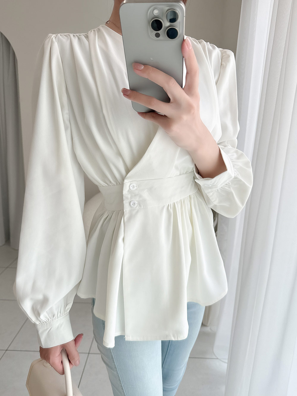 ウエストボタンペプラムブラウス | 詳細画像11