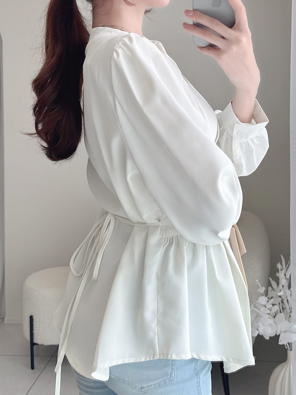 ウエストボタンペプラムブラウス | 詳細画像12