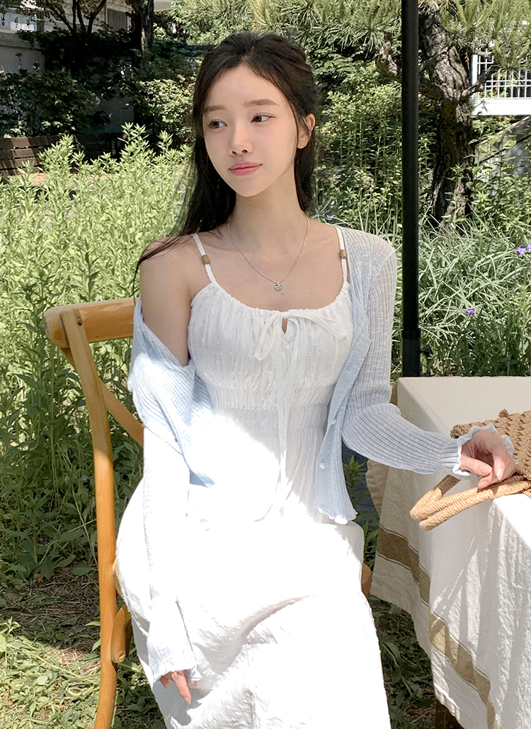 スカラップレースリボンキャミワンピース | レディースファッション