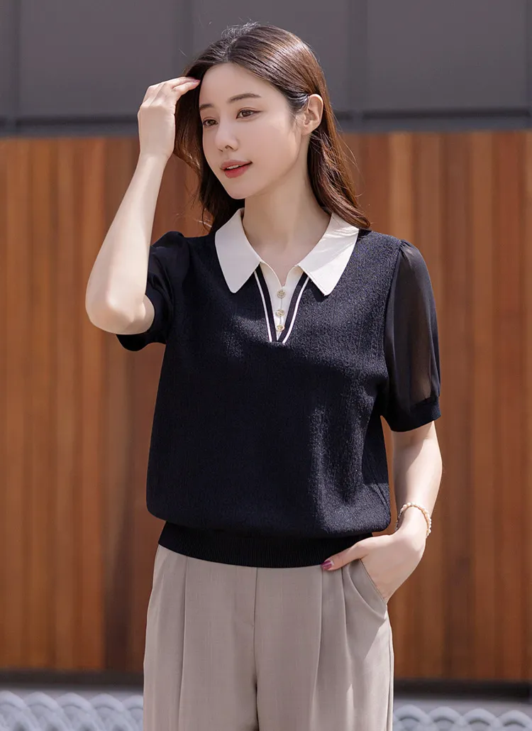 シアースリーブビジュースキッパーニット | styleonme | 詳細画像1
