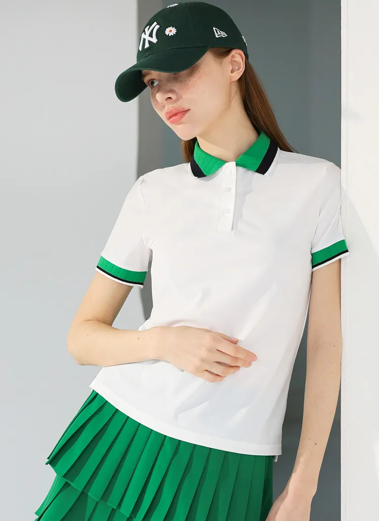 ツートーンポロカラー半袖Tシャツ | styleonme | 詳細画像1
