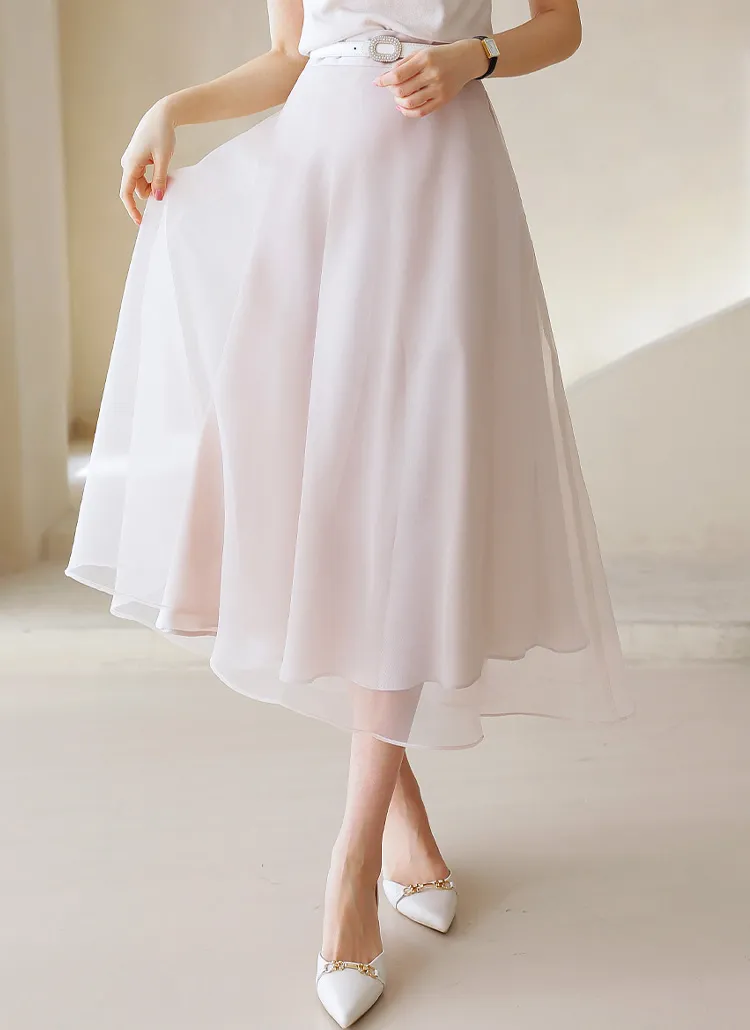 シルキーオーガンジーフレアスカート | styleonme | 詳細画像1