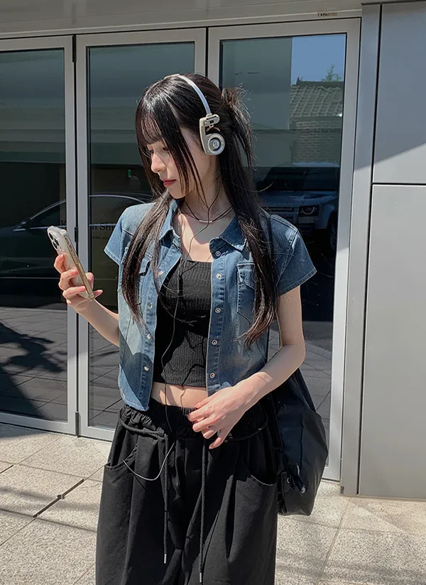 ツーポケット半袖デニムシャツ | anyonemore | 詳細画像1