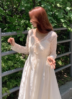 vintage シースルー ギャザー フレア ワンピース レース vintage シースルー ギャザー フレア ワンピース レース