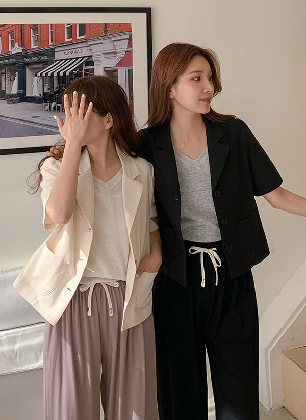 新品・未使用・タグつき Arpege story リネン混半袖ジャケット CENEA セットアップ リネン混半袖ジャケット＋ハイウエスト