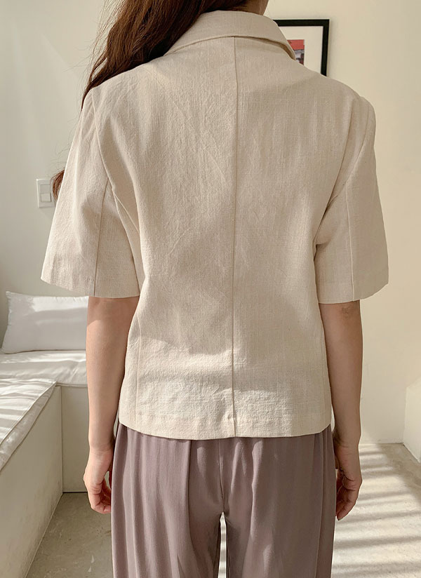 リネン混クロップド半袖ジャケット | レディースファッション通販 - DHOLIC