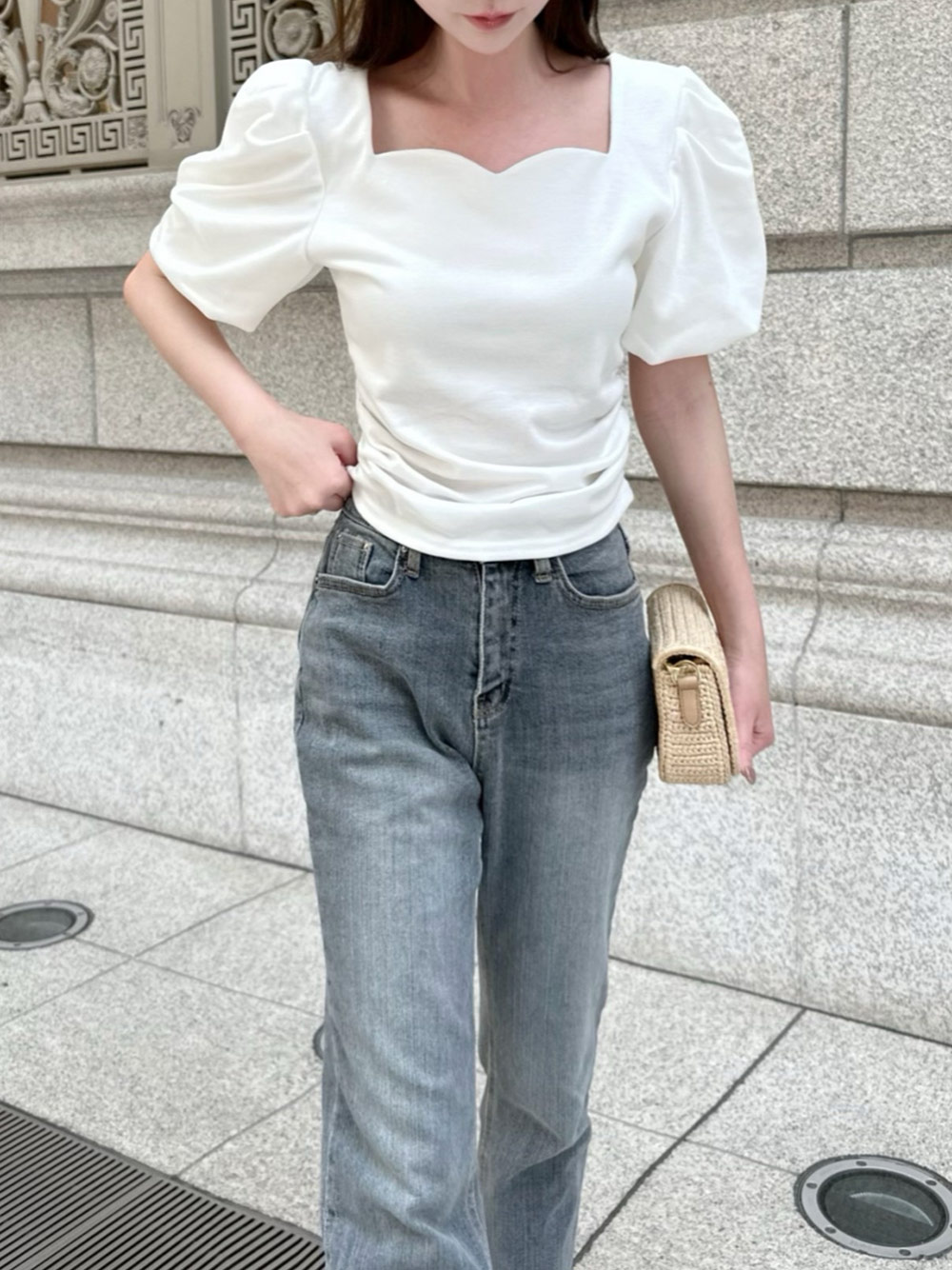 ハートネックパフ半袖Tシャツ | 詳細画像3