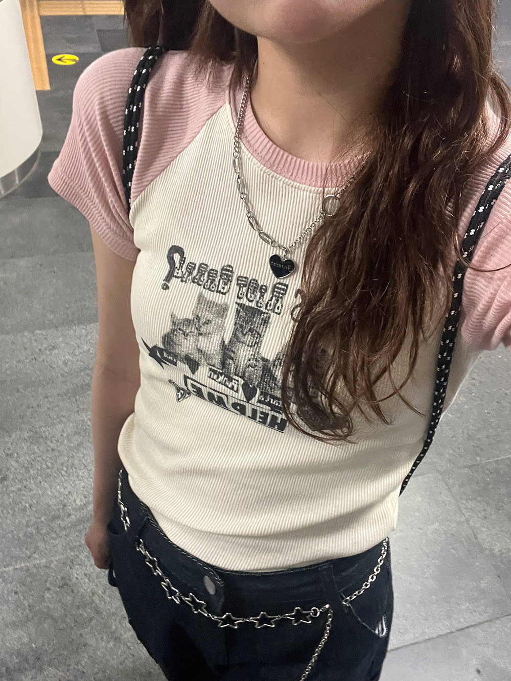 配色キャット半袖Tシャツ | 詳細画像5