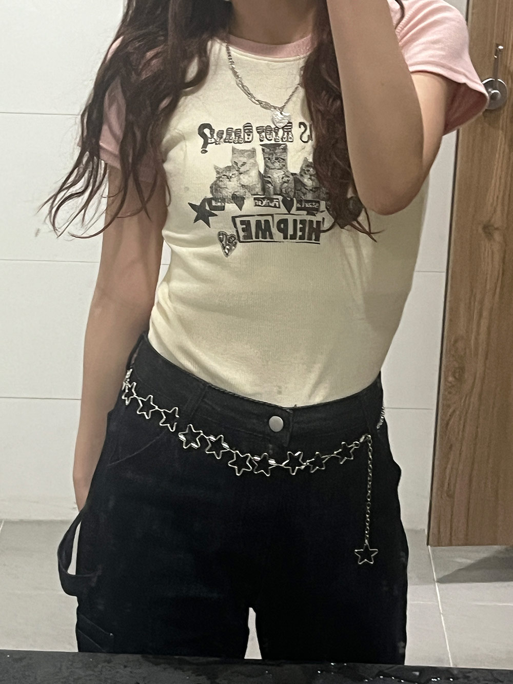 配色キャット半袖Tシャツ | 詳細画像6