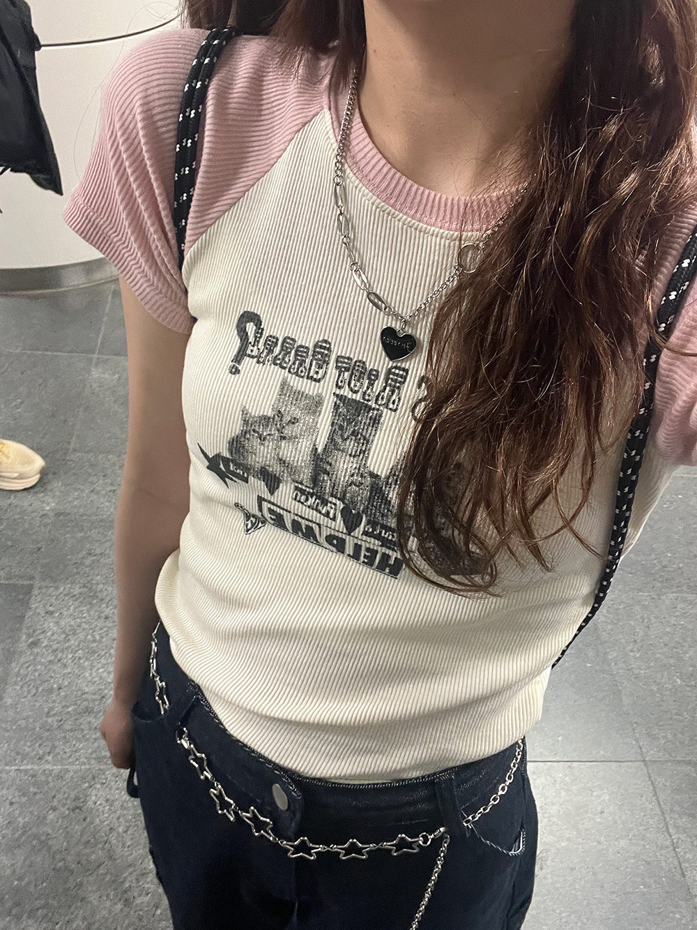 配色キャット半袖Tシャツ | 詳細画像8