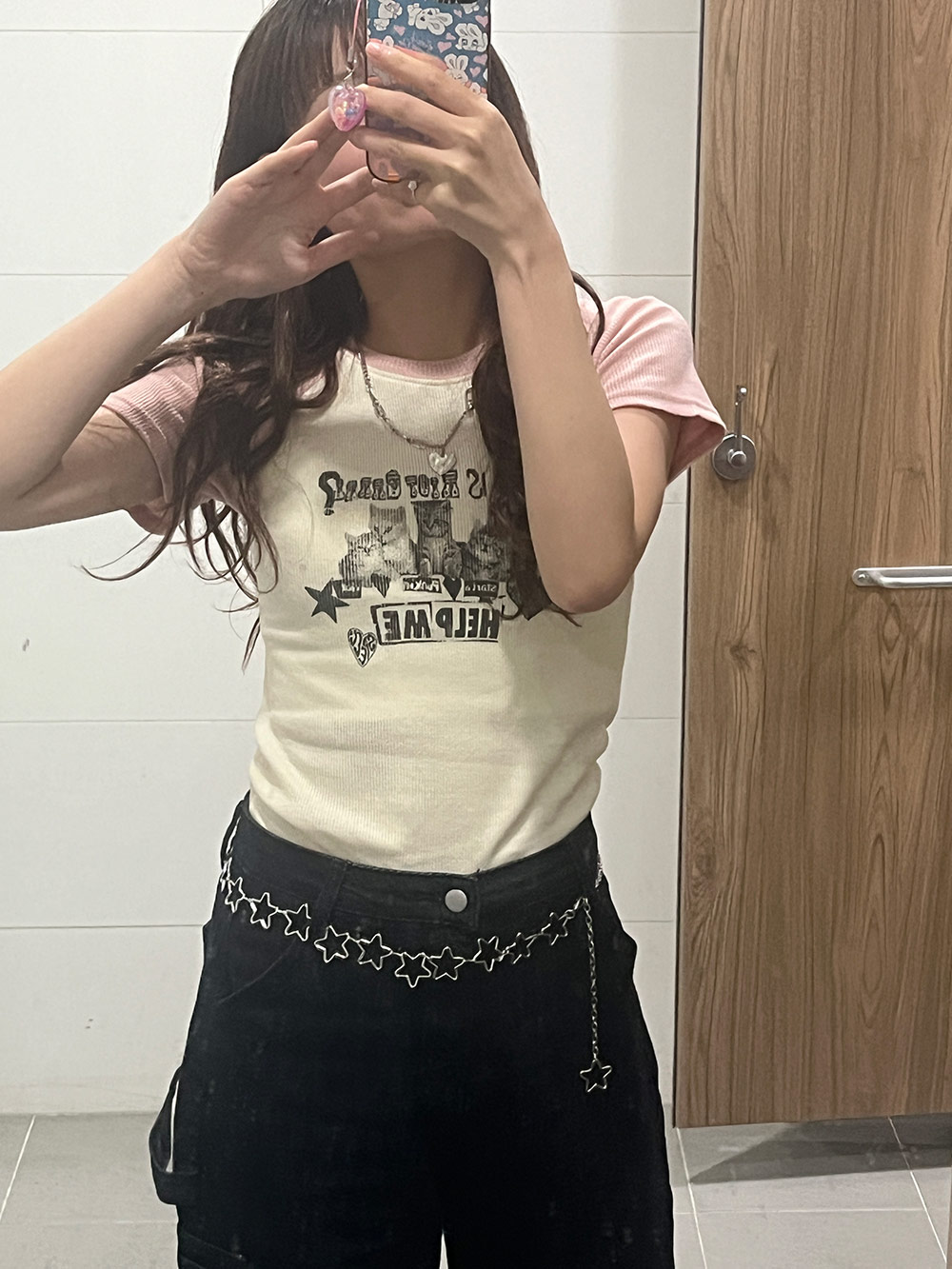配色キャット半袖Tシャツ | 詳細画像11