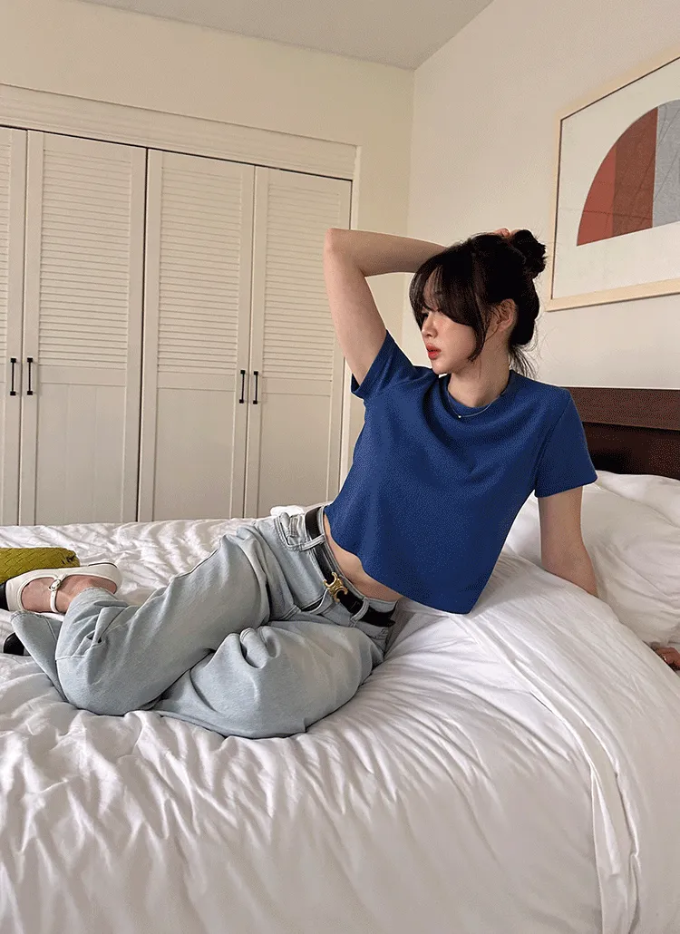 リブセミクロップド半袖Tシャツ | theclip | 詳細画像1