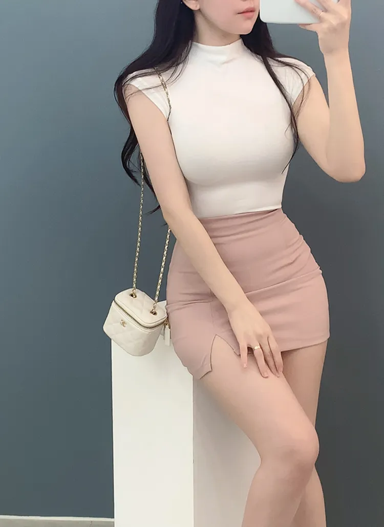 モックネックキャップスリーブTシャツ | auvezay | 詳細画像1