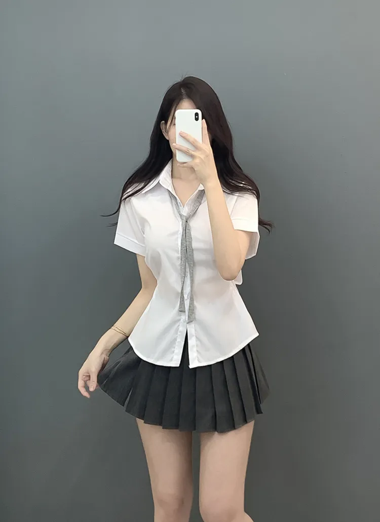サイドボタン半袖シャツ | auvezay | 詳細画像1