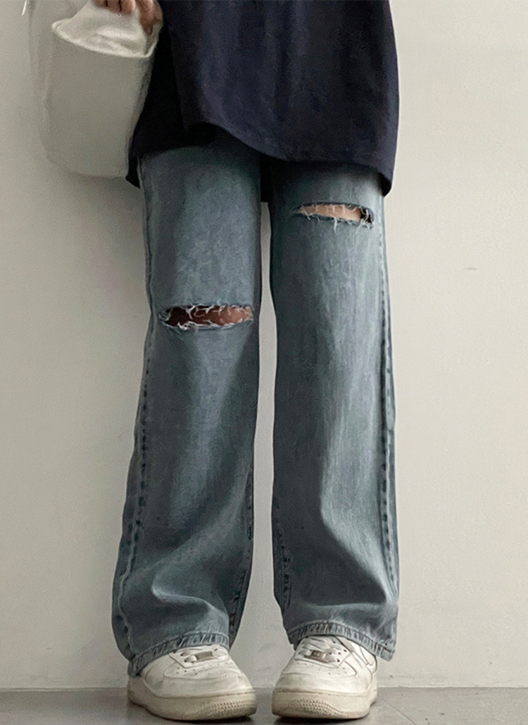 moussy / KNEE SLIT WIDE ストレート デニム KNEE SLIT WIDE