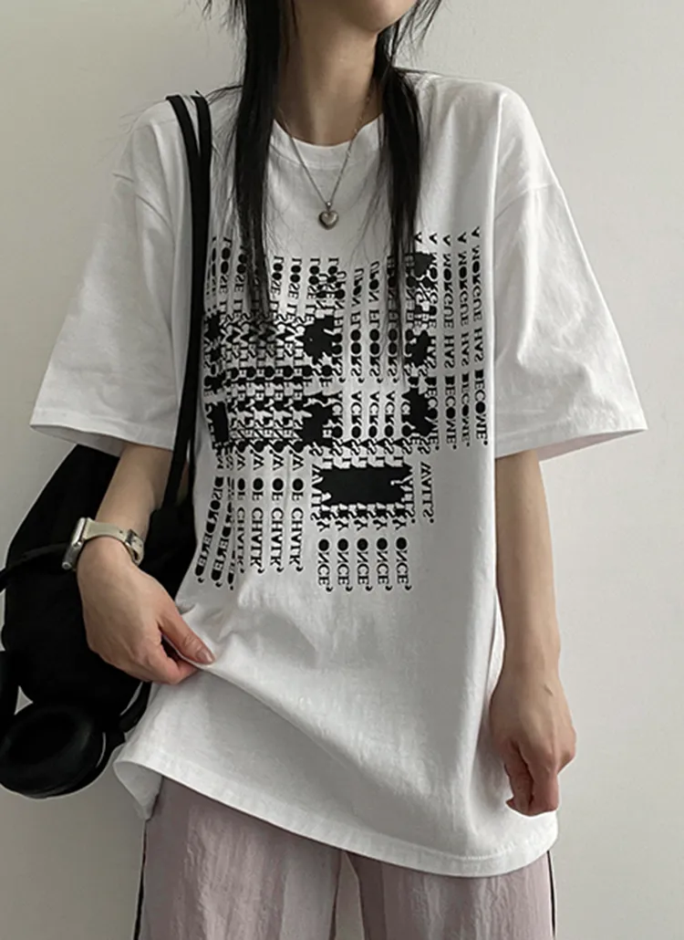 モザイクレタリングボクシー半袖Tシャツ | hijjoo | 詳細画像1