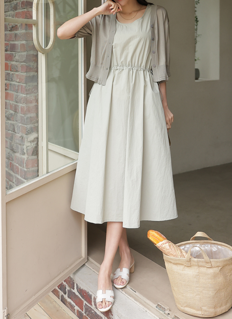 カーディガン×タンクワンピースSET アイボリー FIRST BEAUTY HOME DRESS】カーディガン＆タンクワンピース