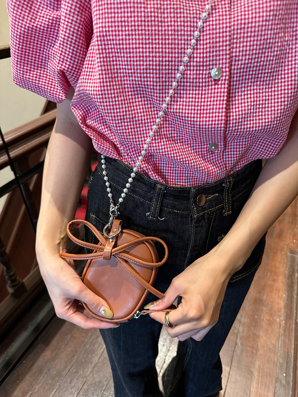 リボンキーリング付エコパールショルダーミニポーチバッグ | 詳細画像13