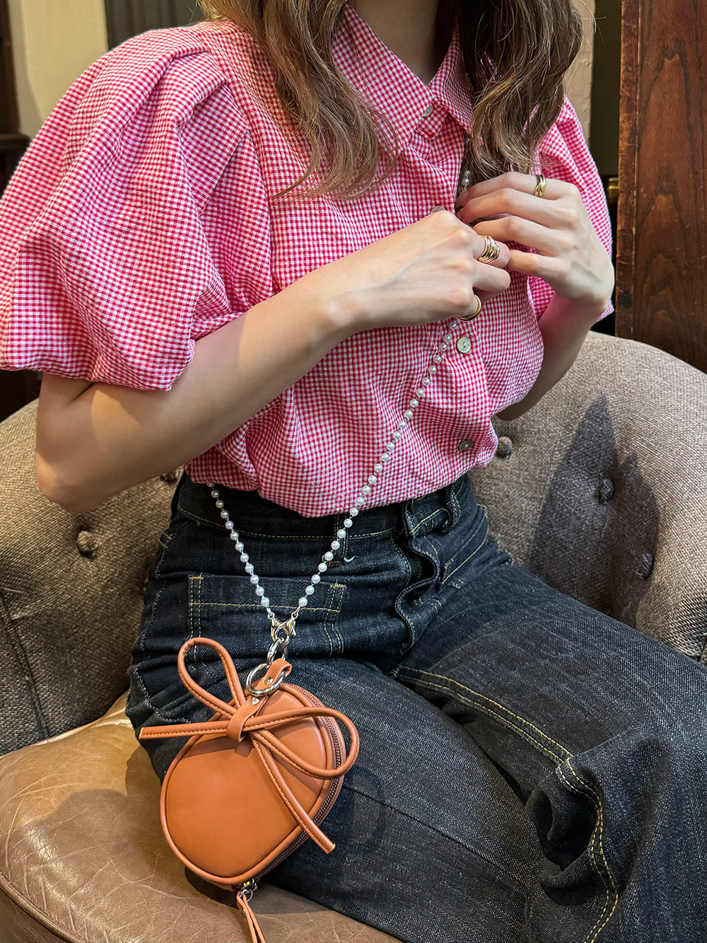 リボンキーリング付エコパールショルダーミニポーチバッグ | 詳細画像14