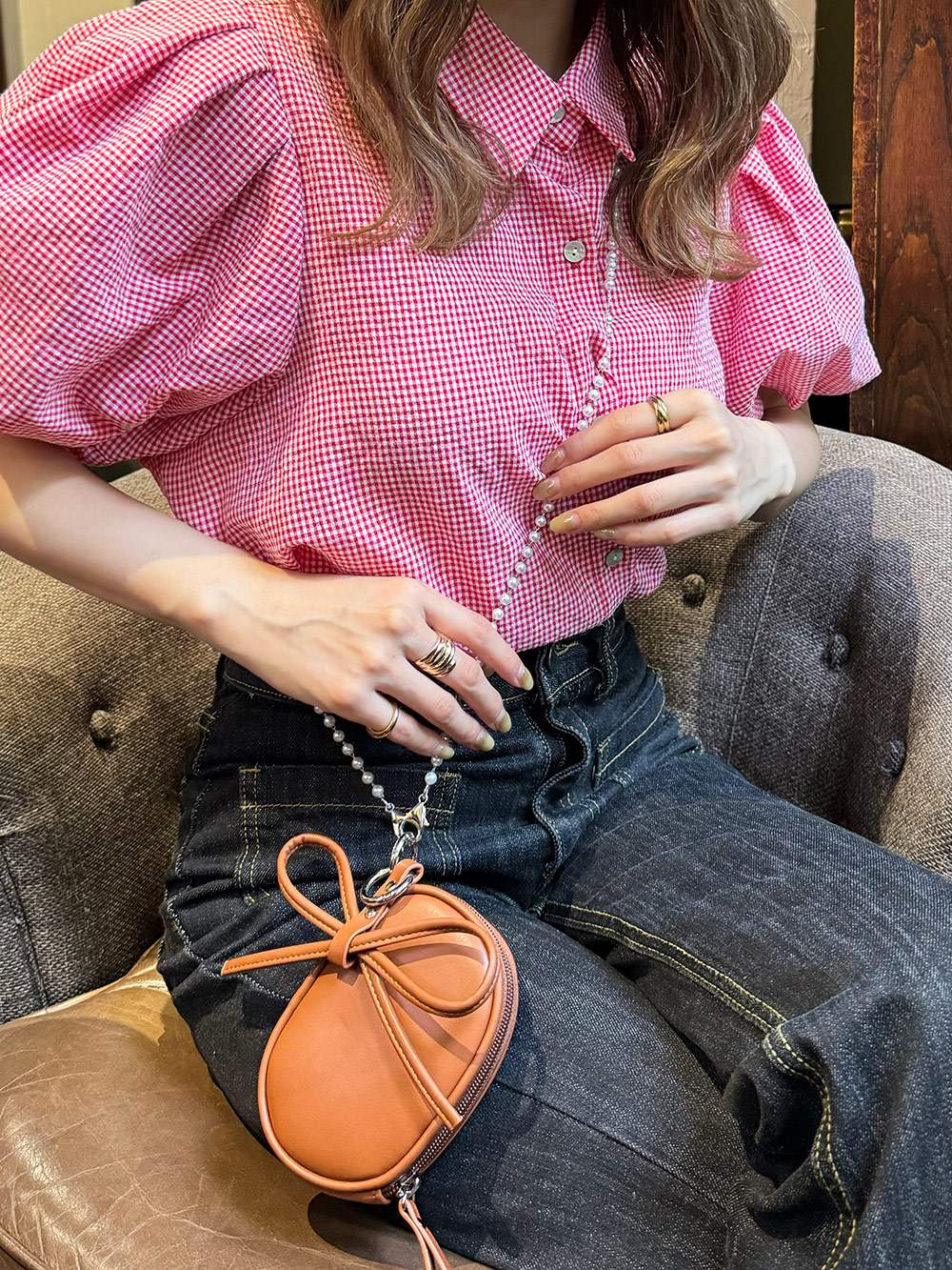 リボンキーリング付エコパールショルダーミニポーチバッグ | 詳細画像15