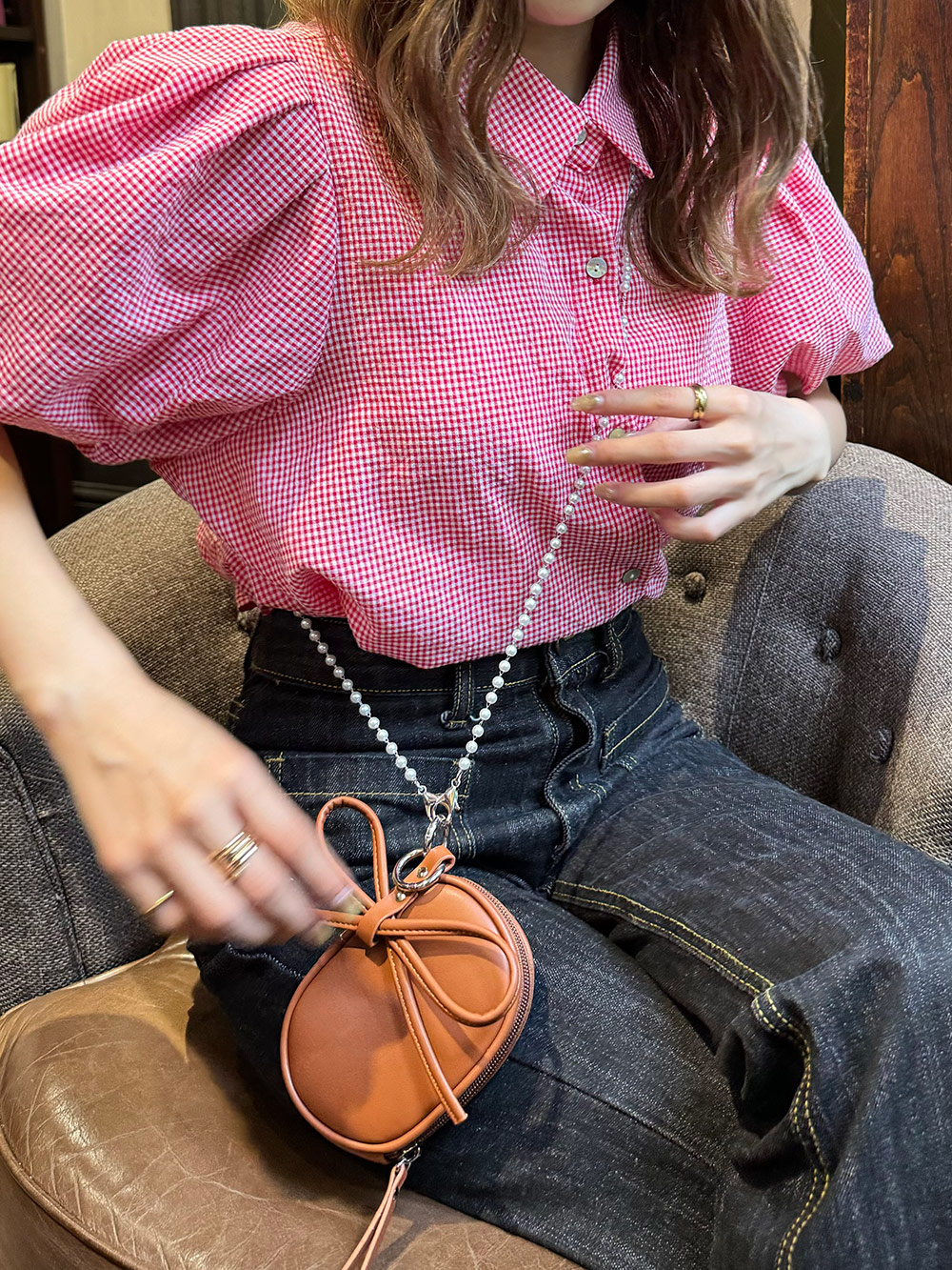 リボンキーリング付エコパールショルダーミニポーチバッグ | 詳細画像16