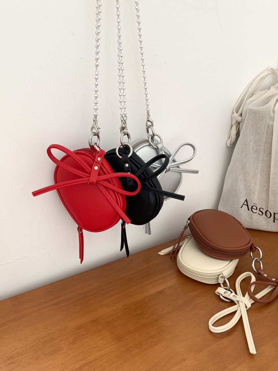 リボンキーリング付エコパールショルダーミニポーチバッグ | 詳細画像22