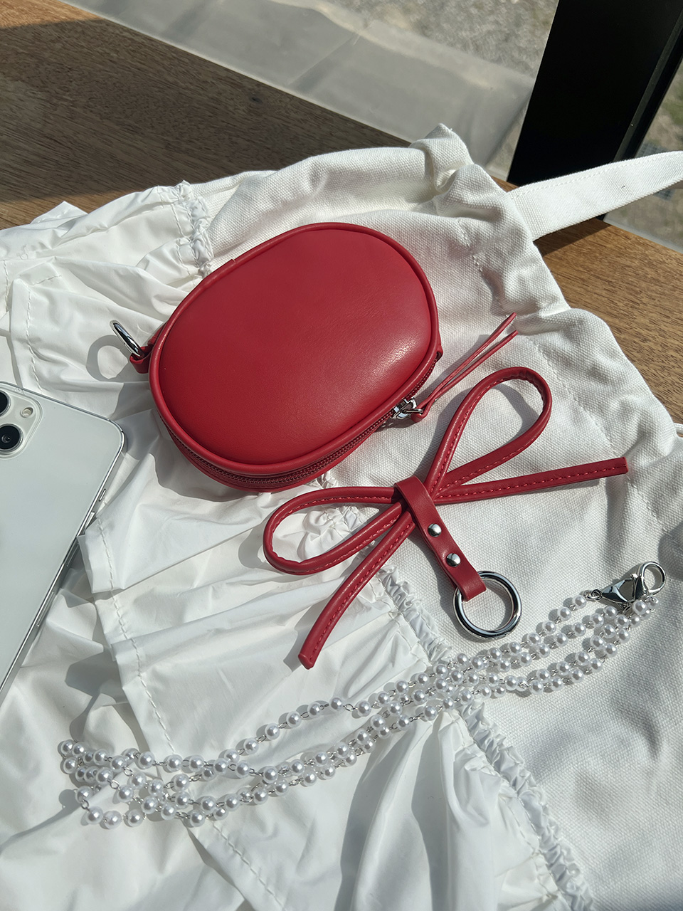 リボンキーリング付エコパールショルダーミニポーチバッグ | 詳細画像26