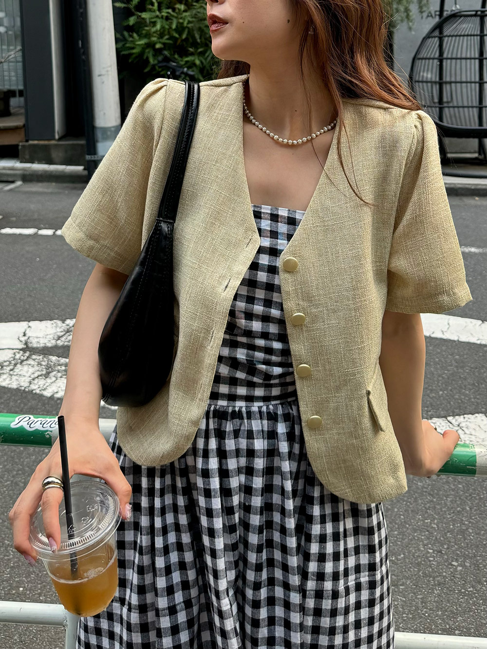 ノーカラー半袖ジャケット | 詳細画像3