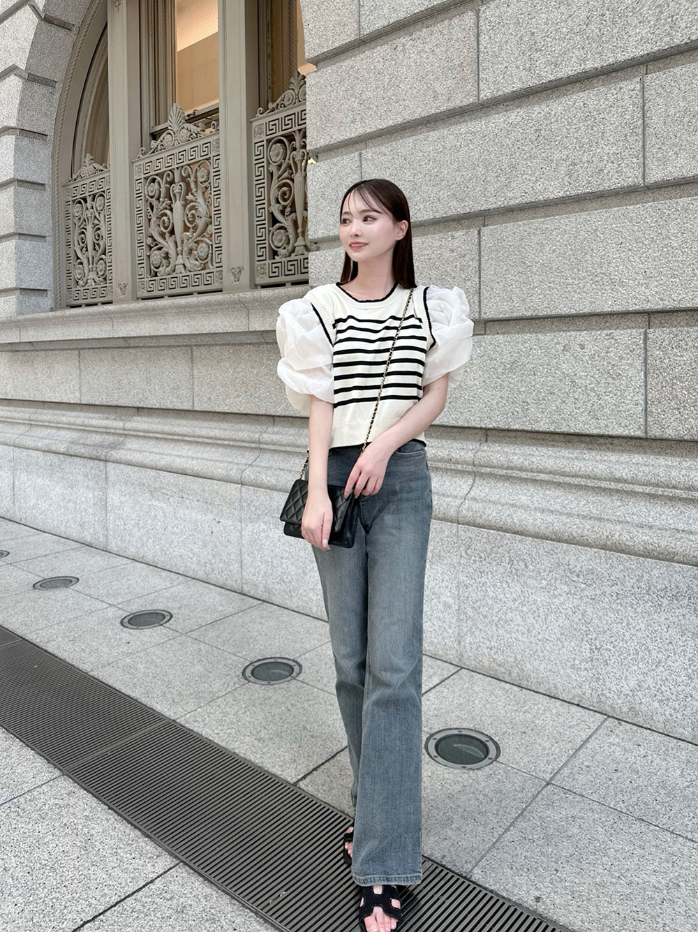 ボーダーシフォン配色パフニット | 詳細画像12