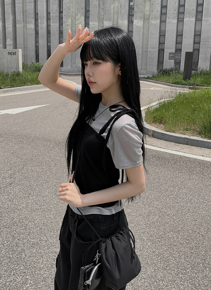 ダブルストラップビスチェ&半袖TシャツSET | レディースファッション