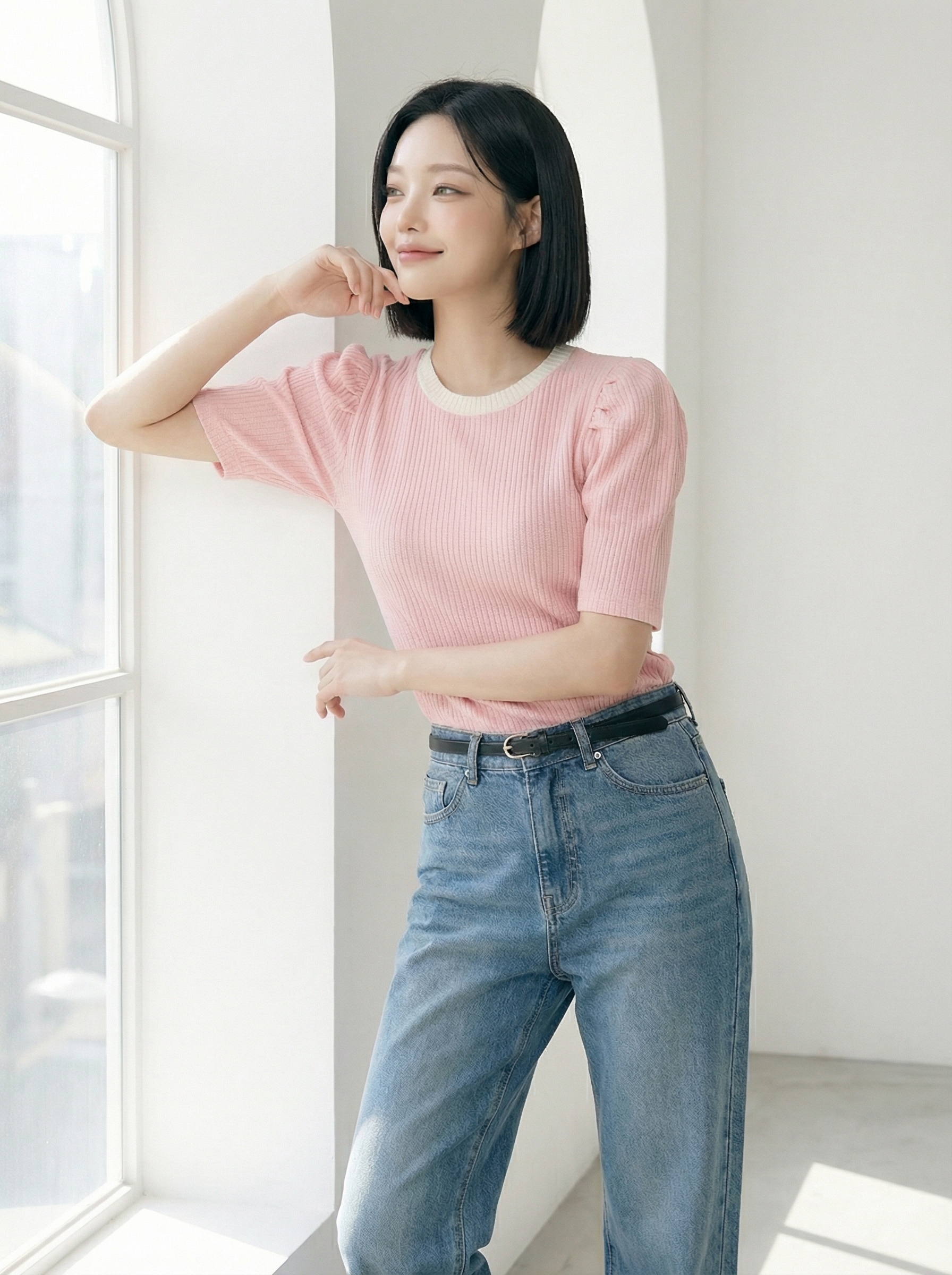 配色ワッフルパフ半袖Tシャツ | DHOLIC | 詳細画像6