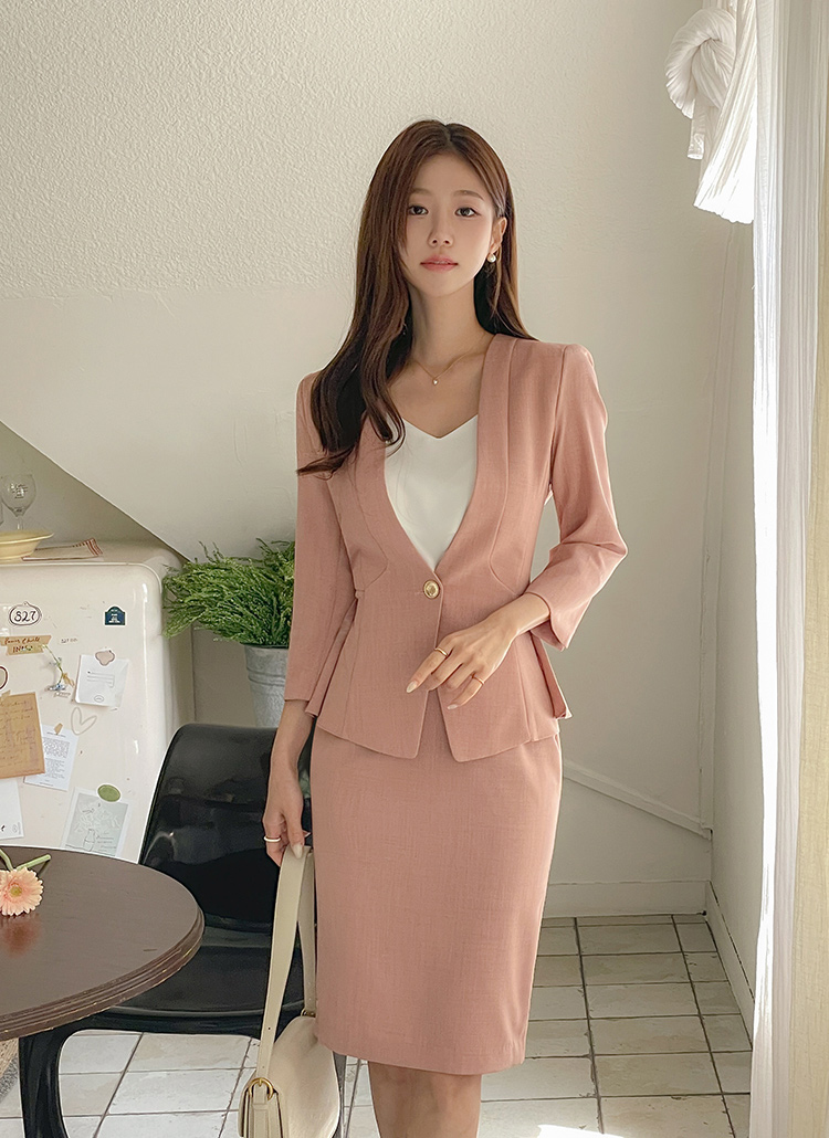 ゴールドワンボタンペプラムジャケット | レディースファッション通販