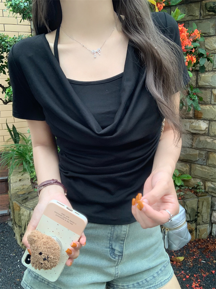 2WAYホルタードレープ半袖Tシャツ | 詳細画像3