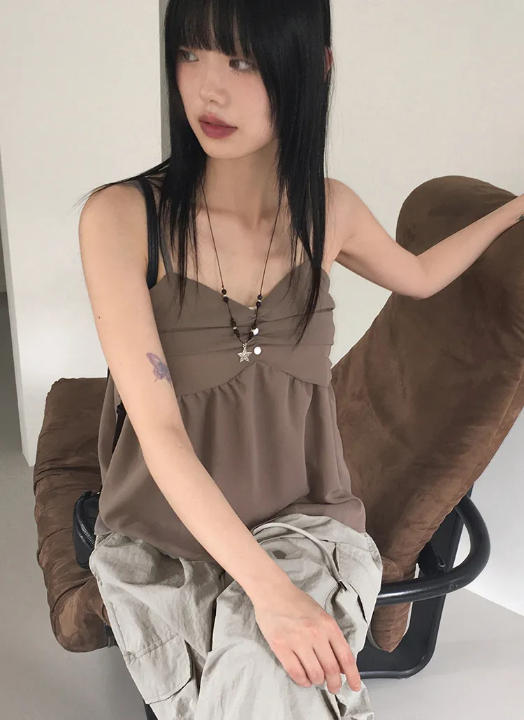 ボタンシャーリングシフォンフレアキャミソール | WONDERWONDER | 詳細画像1