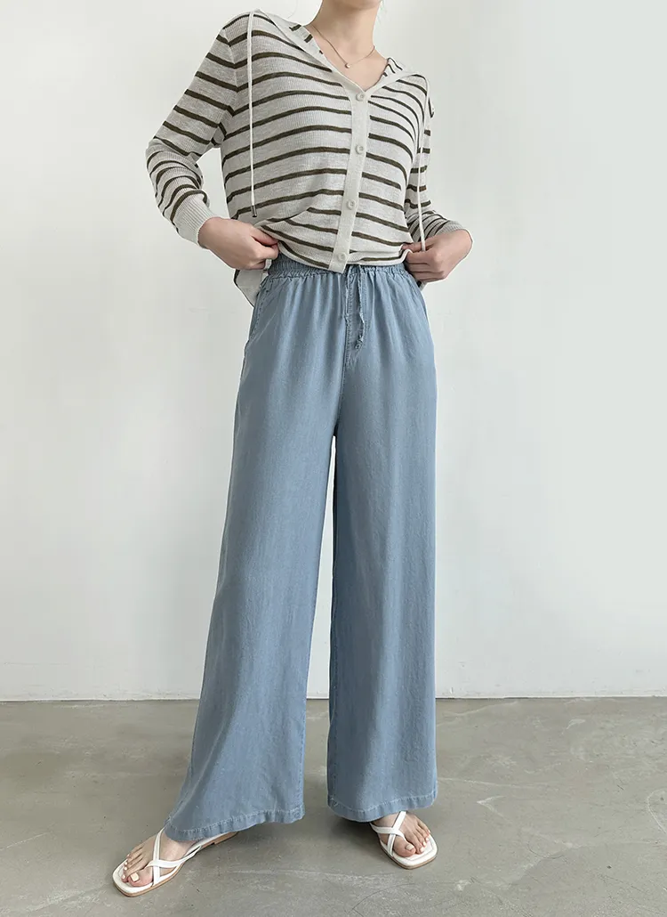 ドロストサマーワイドデニムパンツ | freepany | 詳細画像1