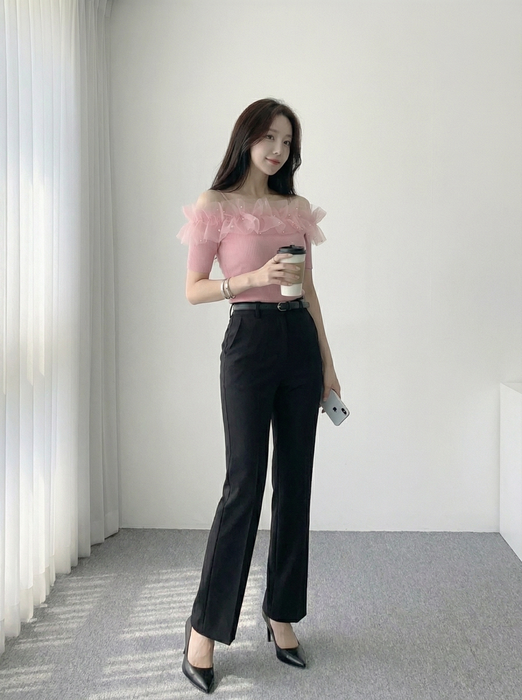 パールオーガンジーオフショルTシャツ | DHOLIC | 詳細画像5