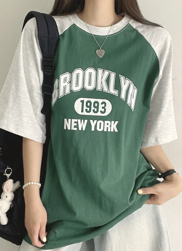配色ラグランブルックリン半袖Tシャツ | withhuilin | 詳細画像1