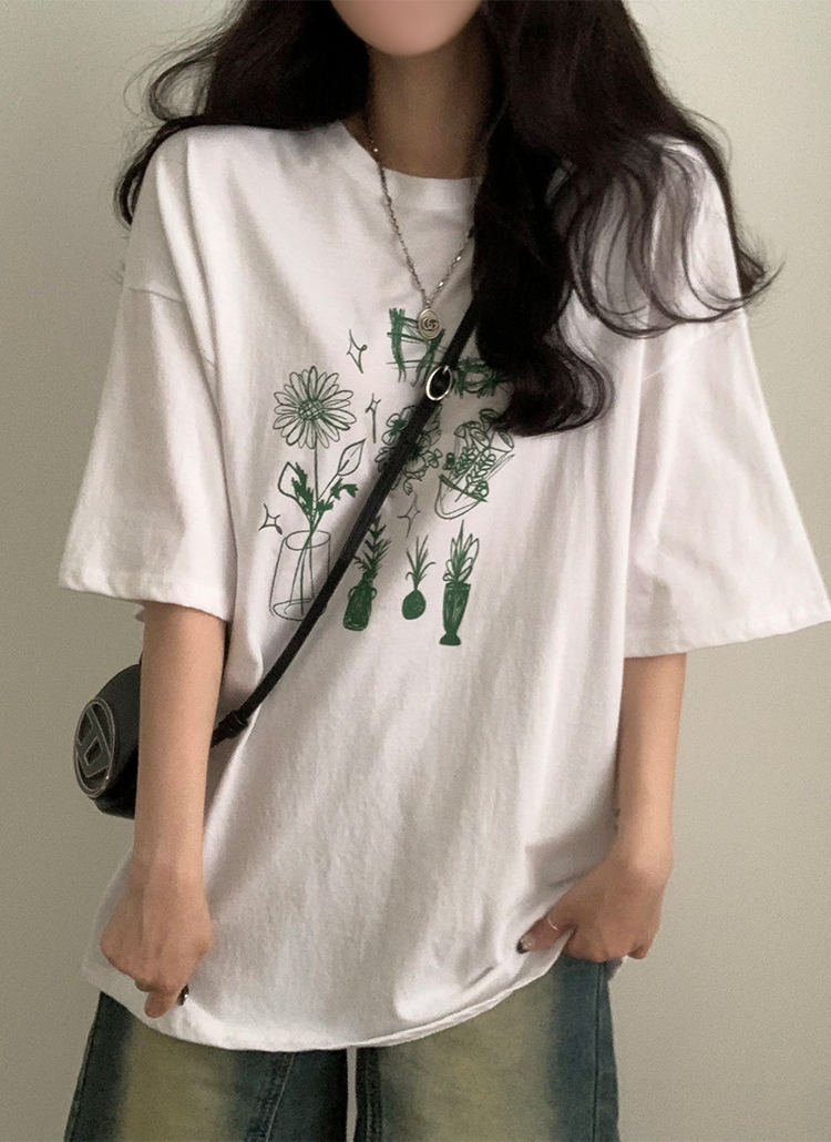 フラワープリント半袖Tシャツ | レディースファッション通販 - DHOLIC