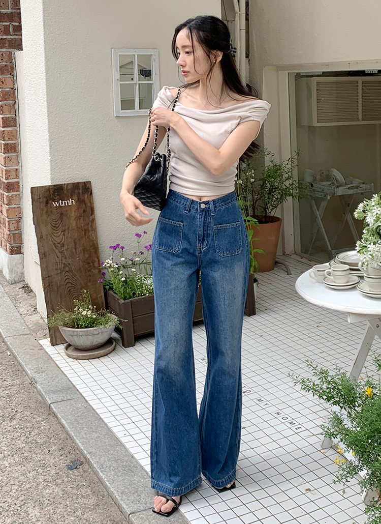 ウォッシュパッチポケットデニムパンツ | レディースファッション通販