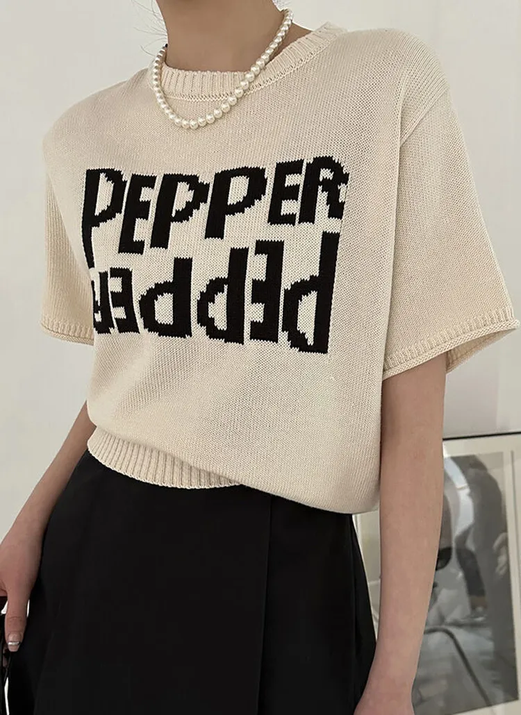 PEPPERロゴロール半袖クロップドニット | PEILIT | 詳細画像1