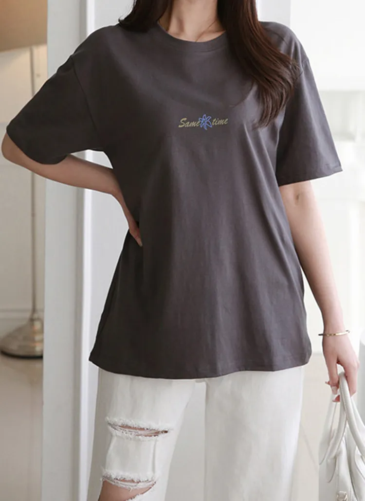 バックフラワープリント半袖Tシャツ | PEILIT | 詳細画像1