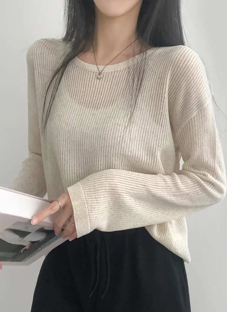 2TYPEリネン混シアーリブ長袖Tシャツ | lilisense | 詳細画像1