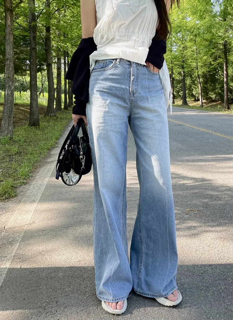 サマーハイウエストロングワイドデニムパンツ | yefit | 詳細画像1